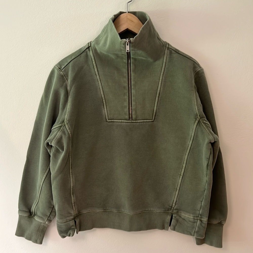 Alex Mill Crosby Half Zip Pullover, Olive Green, Women’s Medium